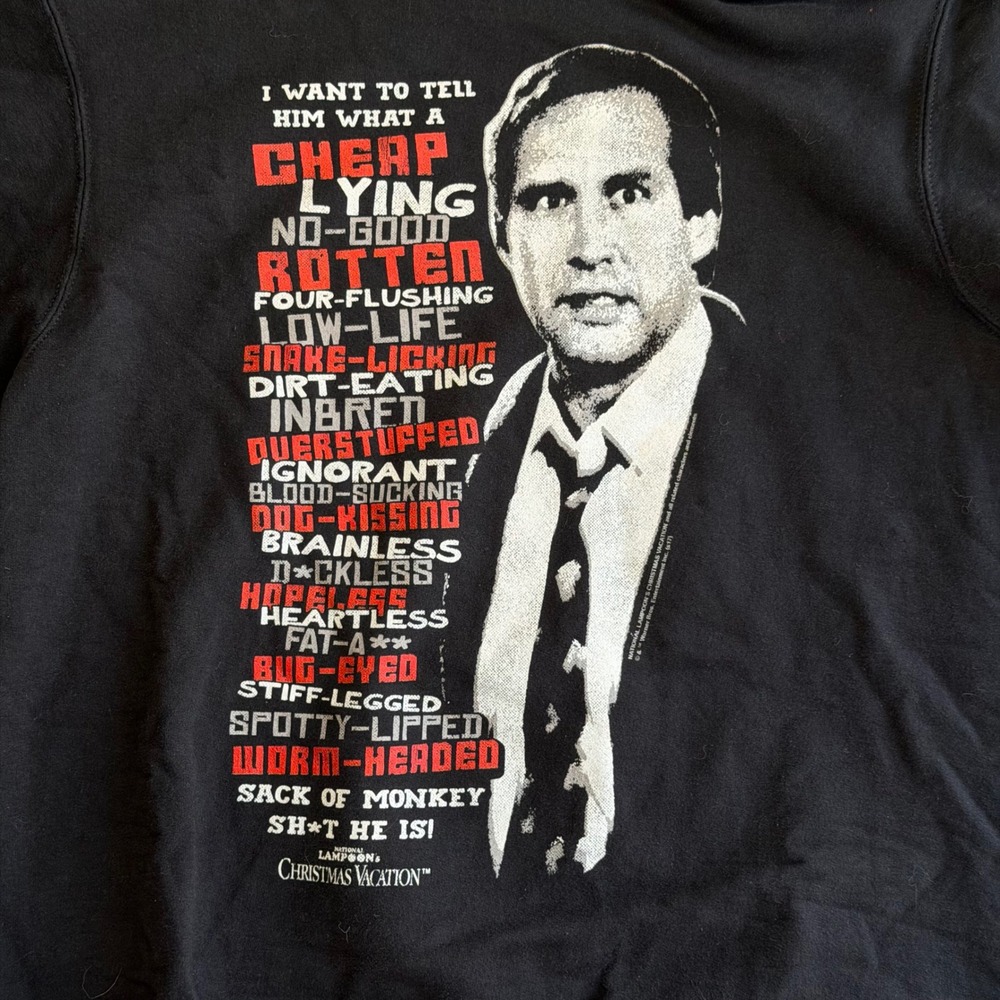 National Lampoon Christmas Vacation Clark Griswold Rant Sweatshirt Black Mens M